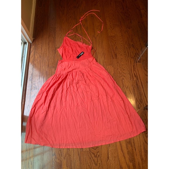 INA Orange Backless Midi Dress Size L - Picture 2 of 3